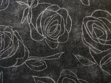 Rosenüberdruck - Anthrazit mit silbernen Rosen